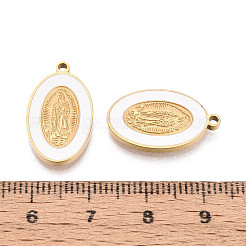 Religion 304 Stainless Steel & Enamel Oval Pendants&nbsp;STAS-T073-14G