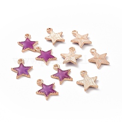 合金エナメルチャーム  スター  ゴールドカラー  蘭  16x13x2mm  穴：2mm&nbsp;ENAM-O027-04B