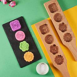 Flat Round & Square & Flower Wooden Press Mooncake Molds&nbsp;BAKE-SZ0001-02