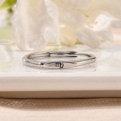 ロジウムメッキ 925 スターリングシルバーの調節可能なリング  プラチナ  十二星座  乙女座  2mm  内径：16mm&nbsp;RJEW-S397-01P-02