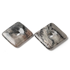 天然netstoneペンダント  スクエアチャーム  39~40.2x39~40.2x6.7~7.3mm  穴：8.2~8.5mm&nbsp;G-C138-03A