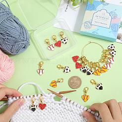 Heart with Sports Alloy Enamel Pendant Locking Stitch Markers&nbsp;HJEW-SC00074