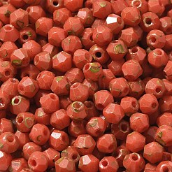 ピカソ ベーキングペイント ガラスシードビーズ  双円錐形  サンゴ  4.5x4mm  穴：1.1mm  約6428個/ポンド&nbsp;SEED-A032-02A-03