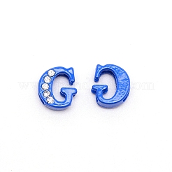 ラインストーンスライドレターチャーム  合金の最初の文字ビーズ  スプレー塗装  文字.g  G：11x10x4.5mm  穴：1.5x8mm&nbsp;RB-TAC0002-01G