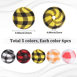 30Pcs 5 Styles Round Silicone Focal Beads&nbsp;SIL-SC0003-28
