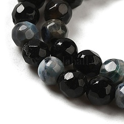 Faceted Natural Fire Crackle Agate Beads Strands&nbsp;G-F447-4mm-A18-01