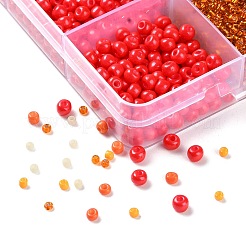 DIY 15グリッド ABSプラスチック&ガラスシードビーズジュエリー作りファインディングビーズキット  ロンデル  サンゴ  2~4.5x1.5~4.5mm  穴：0.8~1.2mm&nbsp;DIY-G119-02C