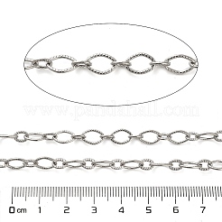 304ステンレススチールテクスチャーオーバルリンクチェーン  溶接されていない  ステンレス鋼色  8.5x6x1mm&nbsp;CHS-A016-03P-A