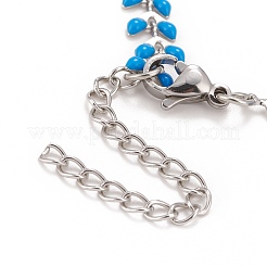 Enamel Wheat Link Chains Bracelet&nbsp;BJEW-P271-02P-02