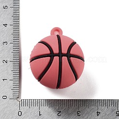 PVC不透明プラスチックペンダント  バスケットボール  ライトコーラル  27x31~32mm  穴：3mm&nbsp;KY-D022-03B