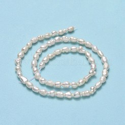 天然養殖淡水パールビーズ連売り  ライス  リネン  5~6.5x3.5~4mm  穴：0.6mm  約61~62個/連  13.78''~13.97