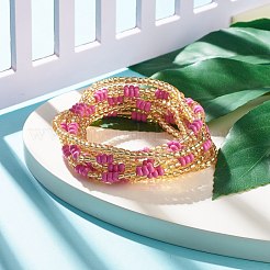 2個のサマージュエリーウエストビーズ  ボディチェーン  ガラスシードビーズベリーチェーン  女性の女の子のためのビキニジュエリー  カメリア  31.50インチ（80cm）&nbsp;NJEW-C00024-07