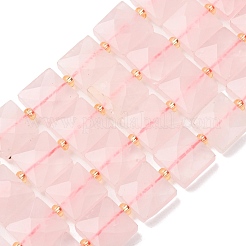 天然石ローズクォーツビーズ連売り  多面カット  正方形  シードビーズで  10.5x10.5x4.5~5.5mm  穴：1mm  約31個/連  14.76~15.16''（37.5~38.5センチメートル）&nbsp;G-F839-A28-01