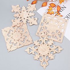 Natural Solid Wood Carved Onlay Applique Craft&nbsp;WOOD-WH0101-64