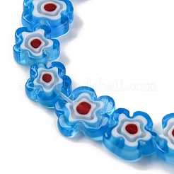 ハンドメイドミッレフィオーリ ランプワークビーズ連売り  プラム  ドジャーブルー  9.5x10.5x3.5mm  穴：0.8mm  約35個/連  14.17''（36センチメートル）&nbsp;LAMP-G164-03D