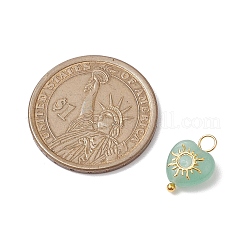 Mixed Stone Heart Charms with Golden Tone Metal Sun Moon Star Slices&nbsp;PALLOY-JF02763
