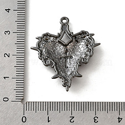 合金エナメルゴシックスタイルペンダント  ガンメタ色  暗赤色  ハート  34x29.5x4mm  穴：1.6mm&nbsp;X-PALLOY-R157-06B-06A