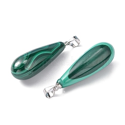 天然石ペンダント  天然マラカイト  グレードA  ティアドロップ  グリーン  34~37x10mm  穴：3.5mm&nbsp;X-MALA-37X10