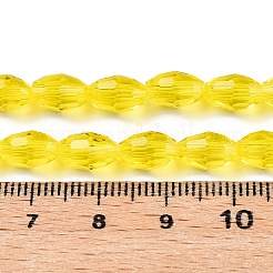 透明ガラスビーズ連売り  多面カット  オーバル  きいろ  8x5.5mm  穴：1mm  約68~70個/連  20.07~20.86インチ（51~53cm）&nbsp;EGLA-A037-T6x8mm-D07