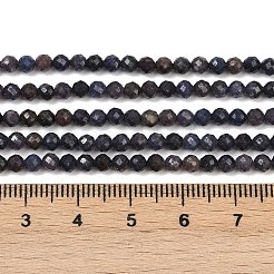 天然サファイアビーズ連売り  多面カット  ラウンド  3.5mm  穴：0.6mm  約118個/連  15.55''（39.5センチメートル）&nbsp;G-G204-A01-3.5mm