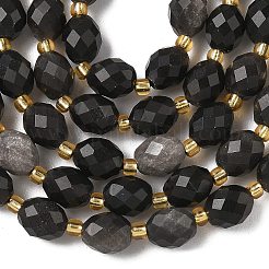 Natural Silver Sheen Obsidian Beads Strands&nbsp;G-F809-A28-01