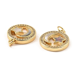 Brass Cubic Zirconia with Shell Pendants&nbsp;KK-K342-16G