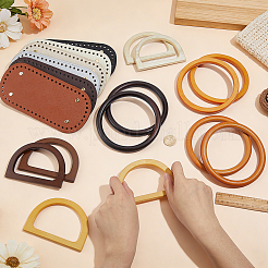 DIYの財布作りキット  6個6色のPUレザー底と12個の6スタイルの木製ハンドルが含まれています  ミックスカラー&nbsp;DIY-PH0036-19