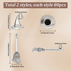 160Pcs 2 Styles Witch Theme Tibetan Style Alloy Pendants&nbsp;TIBEP-SC0003-67