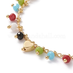 Rondelle Glass Charm Necklaces and Bracelets Jewelry Sets&nbsp;SJEW-JS01151