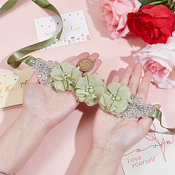 Polyester Crystal Rhinestone Flower Bridal Belt for Wedding Dress&nbsp;AJEW-WH0596-220