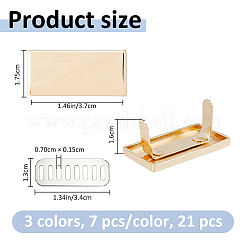 21袋 合金製 空白 長方形 ラベル タグ  シム付き  製袋用  ミックスカラー  17.5x37x16mm  3色  7袋/色&nbsp;FIND-FH0017-72E