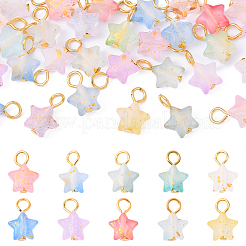 30PCSアクリルパーツ  スター  鉄パーツ  ミックスカラー  35mm  穴：3.5mm  30個/セット&nbsp;PALLOY-YW00062-01