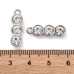 304ステンレスペンダント  ガラスと  多面カット  エンドウ  透明  21x6x4.5mm  穴：2mm&nbsp;STAS-R005-06P-02