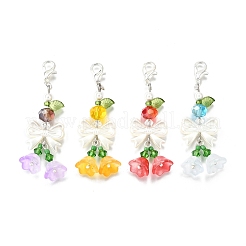 4Pcs Glass & ABS Imitation Pearl Pendant Decoration&nbsp;HJEW-TA00352