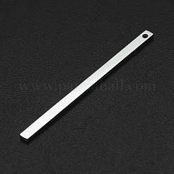 変色しにくい201ステンレススチールペンダント  レーザー切断  バー  ステンレス鋼色  34.5x2x1mm  穴：1.2mm&nbsp;STAS-R111-LA082