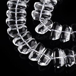 透明ガラスビーズ連売り  ナゲット  透明  7.5x16x8.5mm  穴：1mm  約49~51個/連  14.57~14.96インチ（37~38cm）&nbsp;GLAA-N001-51