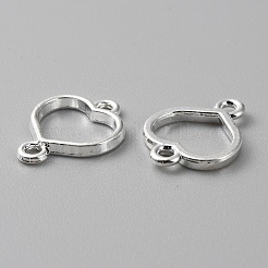 亜鉛合金オープンバックベゼルコネクタチャーム  DIY UVレジンのリンク  エポキシ樹脂  プレスジュエリー  シルバーカラー  ハート  15.5x12x1.8mm  穴：1.6mm&nbsp;FIND-WH0139-69A-S
