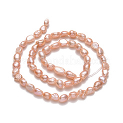 天然養殖淡水パールビーズ連売り  研磨両側  桃パフ  5.5~6x4.5~5x4mm  穴：0.6mm  約55~58個/連  13.78''（35センチメートル）&nbsp;PEAR-A005-10D