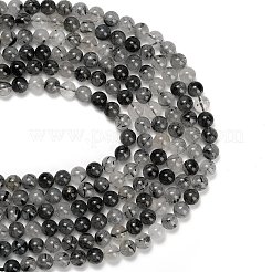 天然の黒トルマリン入りクォーツビーズ連売り  スムーズなラウンド  10~10.5mm  穴：1~1.1mm  約39個/連  15.55''（39.5センチメートル）&nbsp;GG-CBA20C8-A01-10mm