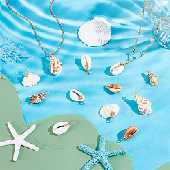 28Pcs 7 Styles Natural Mixed Shell Pendants&nbsp;PALLOY-HY00104