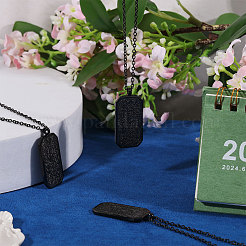 ステンレススチールエンボス加工長方形タグペンダントネックレス4個  ブラック  17.72インチ（45cm）&nbsp;NJEW-CO0001-02EB