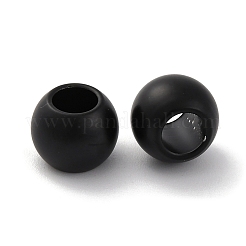 201ステンレススチールヨーロピアンビーズ  大穴ビーズ  ロンデル  ブラック  10x8mm  穴：5mm&nbsp;STAS-N020-03-10mm-EB