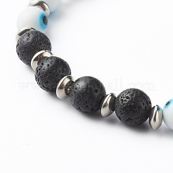 Handmade Evil Eye Lampwork Beaded Stretch Bracelets&nbsp;BJEW-JB06466-04