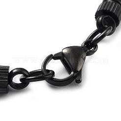 201ステンレススチールリンクチェーンブレスレット  304ステンレススチール留め具  ステンレス製のカラー＆黒  長方形  8-1/4インチ（20.8cm）&nbsp;BJEW-Z023-02C