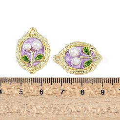 合金エナメルチャーム  abs樹脂ビーズ  ラックめっき  カドミウムフリー＆鉛フリー  ゴールド  オーバル  25x17.5x6mm  穴：1.6mm&nbsp;PALLOY-P311-01D-G