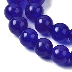 天然石ホワイトジェイドビーズ連売り  染め  ラウンド  ダークブルー  8mm  穴：0.7mm  約48~50個/連  14.72~14.96''（37.4~38センチメートル）&nbsp;G-H348-8mm-07