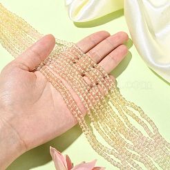 透明なグラデーションカラーのガラスビーズ 10 連売り  セグメント化されたマルチカラービーズ  多面カット  ラウンド  ピンク  4~4.5mm  穴：1mm  約90~95個/連  13.98''（35.5センチメートル）&nbsp;GLAA-CJ0002-09C