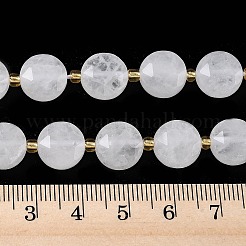 天然石クオーツクリスタルビーズ連売り  水晶  ファセット六角形カットのコインビーズ  フラットラウンド  シードビーズで  10~11x5mm  穴：1.2mm  約31~32個/連  15.35~15.55''（39~39.5センチメートル）&nbsp;G-C116-A186-01