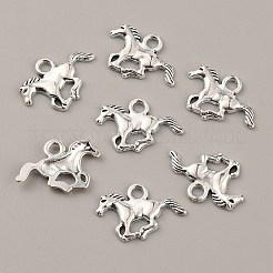 合金のチベット風チャーム  馬のチャーム  アンティークシルバー  14x21x2mm  穴：2.5mm&nbsp;FIND-WH0146-25AS