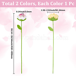 2Pcs 2 Colors Woolen Yarn Artificial Rose Flower&nbsp;AJEW-GF0013-55B
